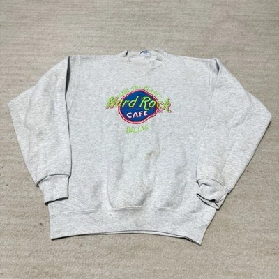 Vintage Hard Rock Cafe Dallas Crewneck Sweatshirt Neon Logo Adult M Gray - Image 1 of 4