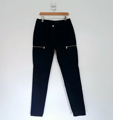 Jigsaw Trousers Size 10 Ladies Navy Blue Biker Style Skinny Fit Zip Detail - Image 1 of 4