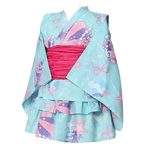 [Seashell Blue] Kids Yukata Kimono for Girls 3-piece Set, Size: Approx. 6T - Picture 1 of 7