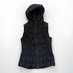 Be By Blanc Noir Women's Padded Vest Size Medium Soft Black Hoodie Full Zip - Picture 1 of 7