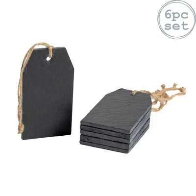 6x 5cm x 9cm Schiefer Stichworte Natürlich Hängend Mini Tafel Etikett - Bild 1 von 4