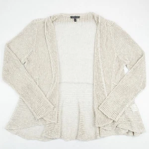 Eileen Fisher Cardigan Womens Medium White Open Front Linen Cotton Blend - Picture 1 of 12