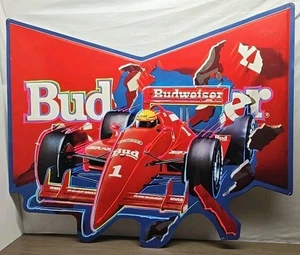 Vantage 1990 BUDWEISER Formula 1 auto da corsa insegna in latta APP. Bella decorazione in metallo 36"X27" - Foto 1 di 19