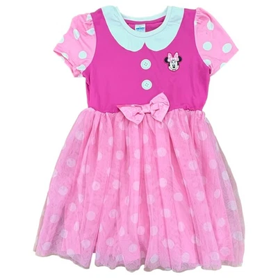 Disney Girls Mickey & Friends Minnie Mouse Pink Polka Dot Tutu Dress - Image 1 of 3