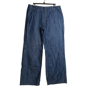 Faded Glory Wide Leg Jeans Damen 14 Petite Dark High Rise Relaxed Denim Chinohose - Bild 1 von 4