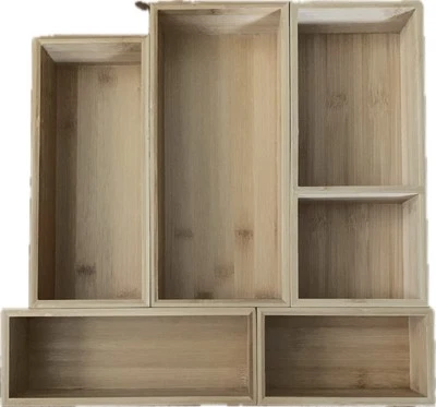 5-Piece Bamboo Drawer Organizer Set – Multi-Use Storage Trays - Image 1 of 4