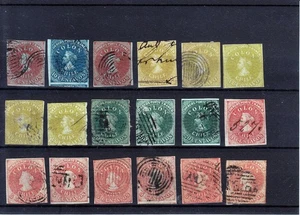 CHILE  1853 / 1861  18 STAMPS   COLOR  SHADES! - Picture 1 of 1