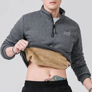 "Herren Winter Fleece gefüttert Sweatshirt warm dick Viertel Reißverschluss Pullover Übergröße - Bild 1 von 20