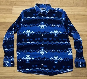 VTG Carhartt Work In Progress Blue Aztec Flannel Shirt Button Up Mens XL - Picture 1 of 4