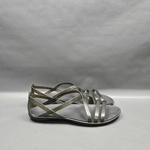 Crocs Isabella Sandals Womens 9 Black Strappy Flat Comfort Jelly Summer Strappy - Picture 1 of 11