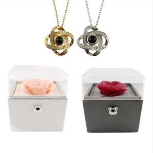 Amore Box - Ewige Rose Schmuck Geschenkbox mit Infinity Knoten Projektion Halskette - Bild 1 von 28