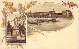 Schweiz - BASEL - Litho - Goss-Basel - St. Jacob Denkmal - Verlag Künzli 788 - Picture 1 of 2
