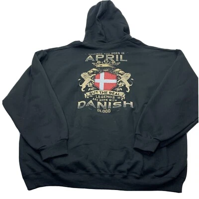 Legends Are Born In April Real Legends Born With Danish Blood Sudadera con Capucha Negra 3XL Foto 1 de 4