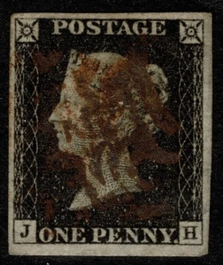 1840 1d Intense Black Plate 2 JH 4m Maroon Shade Malteserkreuz FU Kat. 525,00 £ - Bild 1 von 1