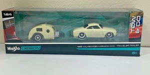 MAISTO DESIGN TOW & GO 1966 VOLKSWAGEN KARMANN GHIA W/TRAVEL TRAILER - VW - Picture 1 of 5
