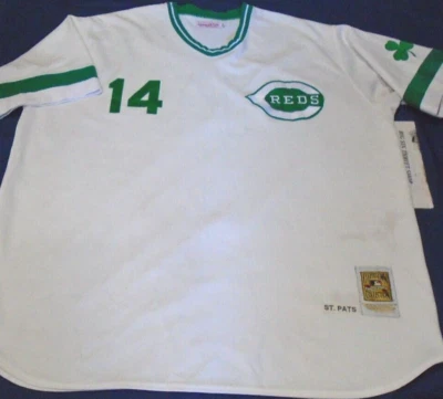 Cincinnati Reds Mitchell Ness Cooperstown Collection #14 St Pats Day Jersey 4XL - Image 1 of 3