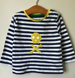 Baby Boden boys Skull & Cross Bones Tshirt Top Stripes Pirate 3 months-4 years
