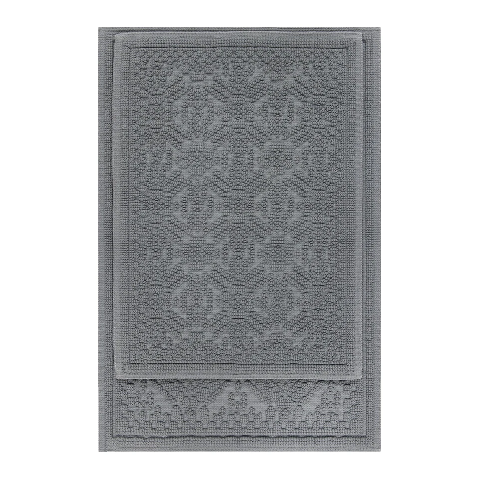 Juego de alfombras de baño Better Homes & Gardens Katti Lattice 2 piezas, franela gris, 17" x Foto 1 de 4
