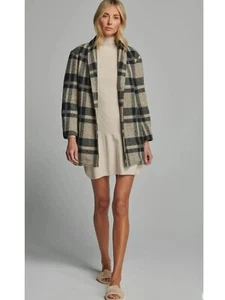 Sundays Owen Plaid Coat Grey Brown Size Large - Picture 1 of 5