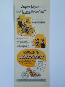 Anuncio impreso motor bicicleta Whizzer 1949 vintage. Solo 10 céntimos de gasolina - Imagen 1 de 1