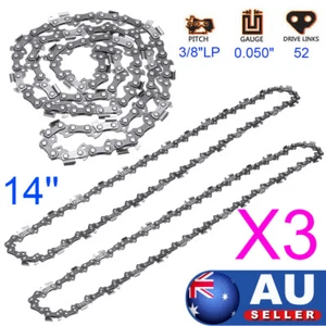 3X 14" Chainsaw Chain Blade Saw 3/8LP 050 52DL Fit Ozito ECS355 CSE 1800w 14"Bar - Picture 1 of 10