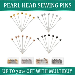 Round/Long Pearl Head Pins Extra Long Heavy Gauge Upholstery Dressmakers Crafts - Picture 1 of 24