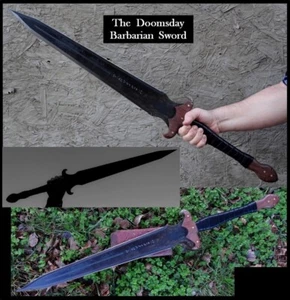 UBR CUSTOM HANDMADE HIGH CARBON STEEL THE DOOMSDAY BARBARIAN SWORD WITH SHEATH - Picture 1 of 1