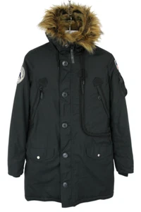 ALPHA INDUSTRIES Jacket Men's MEDIUM Full Zip Hooded Padded Parka Black - Picture 1 of 9