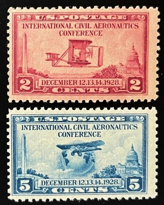 US 1928 set of 2 Scott 649-650 Aeronautics Conference F/VF H - Image 1 of 1