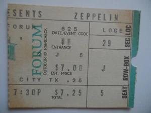 LED ZEPPELIN Original__1973__TALÓN DE ENTRADAS DE CONCIERTO__Foro de Los Ángeles__EX+ - Imagen 1 de 8