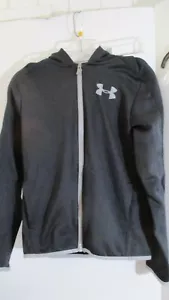 UNDER ARMOUR~Black FULL ZIP Loose Fit HOODED ATHLETIC JACKET~Girls Large - Picture 1 of 4