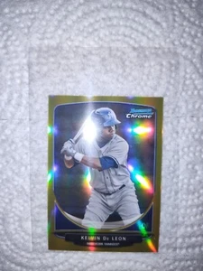 2013 Bowman - Prospects Chrome Gold Refractor #BCP86 Mini Kelvin Deleon /50 (RC) - Picture 1 of 2