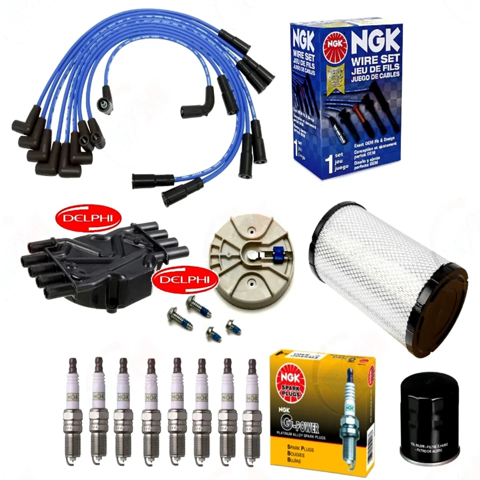 Kit de puesta a punto Delphi (cables y enchufes NGK) para Chevrolet K1500 K2500 1996-1999 5,7 L Foto 1 de 1