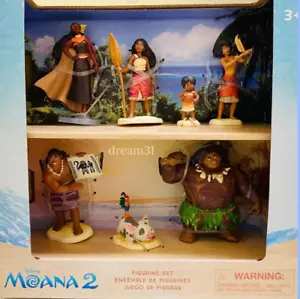NIB Disney Moana 2 Figurine Figure 7 pieces Play Toy Set Maui, Pua, Hei Hei - Picture 1 of 1