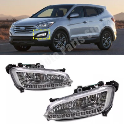 Pair Front LED daytime lamp fog lamp for Hyundai Santa Fe IX45 2013-2015 LH & RH Foto 1 de 4