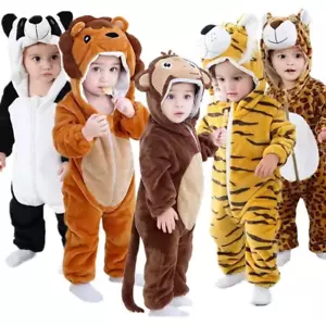 Baby Rompers Winter Costume Flannel for Girl Boy Toddler Infant Clothes Kids Ove - Picture 1 of 52