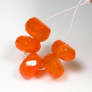 14.03 Ct Natural Fanta Orange Carnelian Beautiful 5 Round Faceted Beads-A1990 - Picture 1 of 2