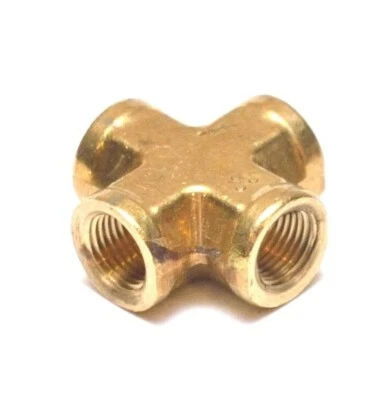 Cross Brass Fitting 1/8 Npt Female Pipe 4 Way Vacuum Fuel Air Water Oil 102-A - Image 1 of 4
