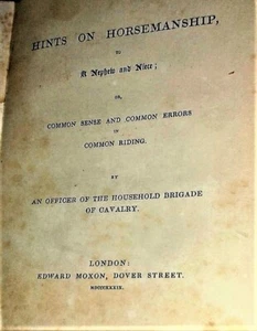 'Hints On Horsemanship' Book Dated 1839 - Imagen 1 de 9