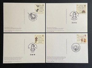 1995 Robert Burns PHQ Cards. FDI rear. Unaddressed with SHS (all different)