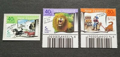 1999 New Zealand Health Stamp Children's Books 3v (2v barcode, 1v self adhesive) - Image 1 of 2