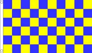 3' x 2' ROYAL BLUE and YELLOW CHECK FLAG Checkered GAA Tipperary Wicklow Surrey - Picture 1 of 1