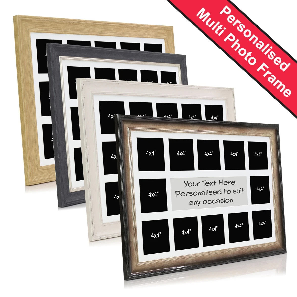 4-Picture Collage Frame For Wall - Black, Holds Four 4x6 Photos, Horizontal Wood Frame With Glass - View #6