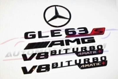 GLE63S SUV AMG V8 BITURBO 4MATIC+ Emblema Estrella Trasera Negro Brillante Combo para Merced Foto 1 de 2