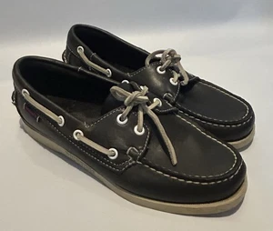 Sebago Deck Boat Shoes Docksides Women UK 5 Leather Nubuck Navy  Loafers Vgc - Picture 1 of 14