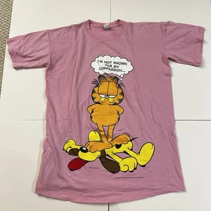 Vintage 70s 1978 Garfield Flirts Sleepwear T Shirt Single Stitch OSFA-Pink - Picture 1 of 9