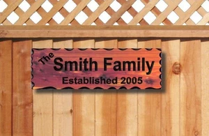 Personalized Custom Carved Cedar Wood Sign - Last Name Rustic Plaque Home Decor - Picture 1 of 2