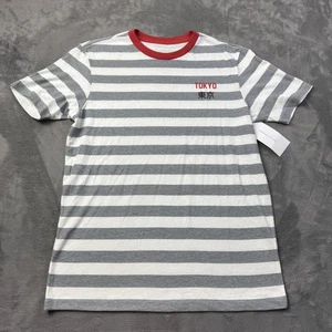 Neon Riot Tokyo Shirt Mens Small Gray White Striped Urban Outfitters Japan Tee - Picture 1 of 15
