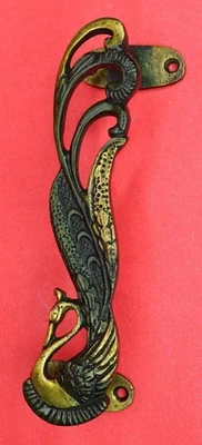 Manija de puerta de latón macizo hecha a mano antigua repro con forma de pavo real decoración del hogar Foto 1 de 4
