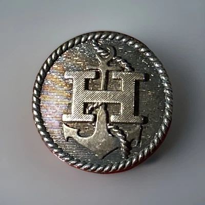 Not Hermes “H” Button Single 7/8” silver metal Tarnished Anchor Rope Marine - Image 1 of 4